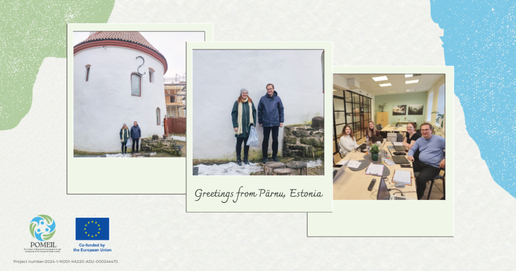 Postkort fra Estland med bilder fra prosjektsamling til POMEIL-prosjektet. 